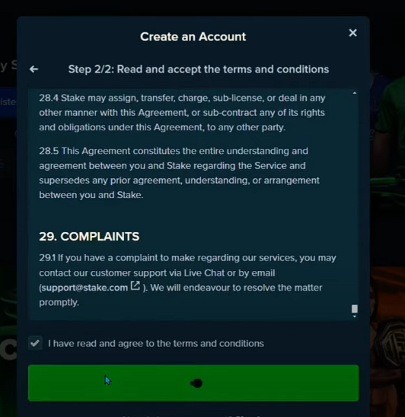 Stake website terms and conditions