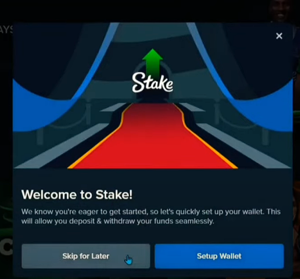 Deposit money in stake wallet