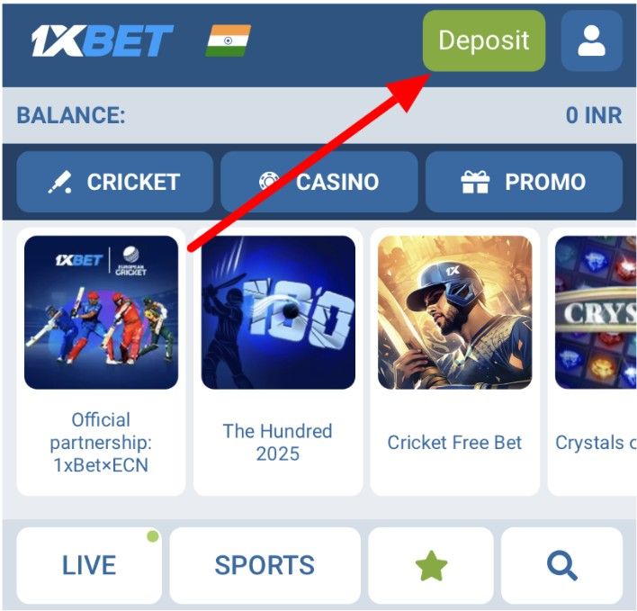 1xBet Deposit button