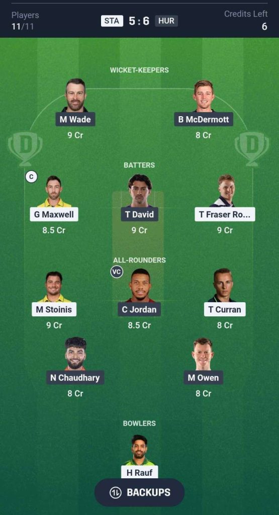 STA-VS-HUR-BBL-Match-dream11-prediction